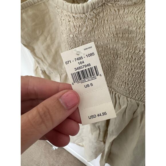 NWT Aerie Linen Blend Button Front Dress Cream Beige Small - Picture 4 of 6